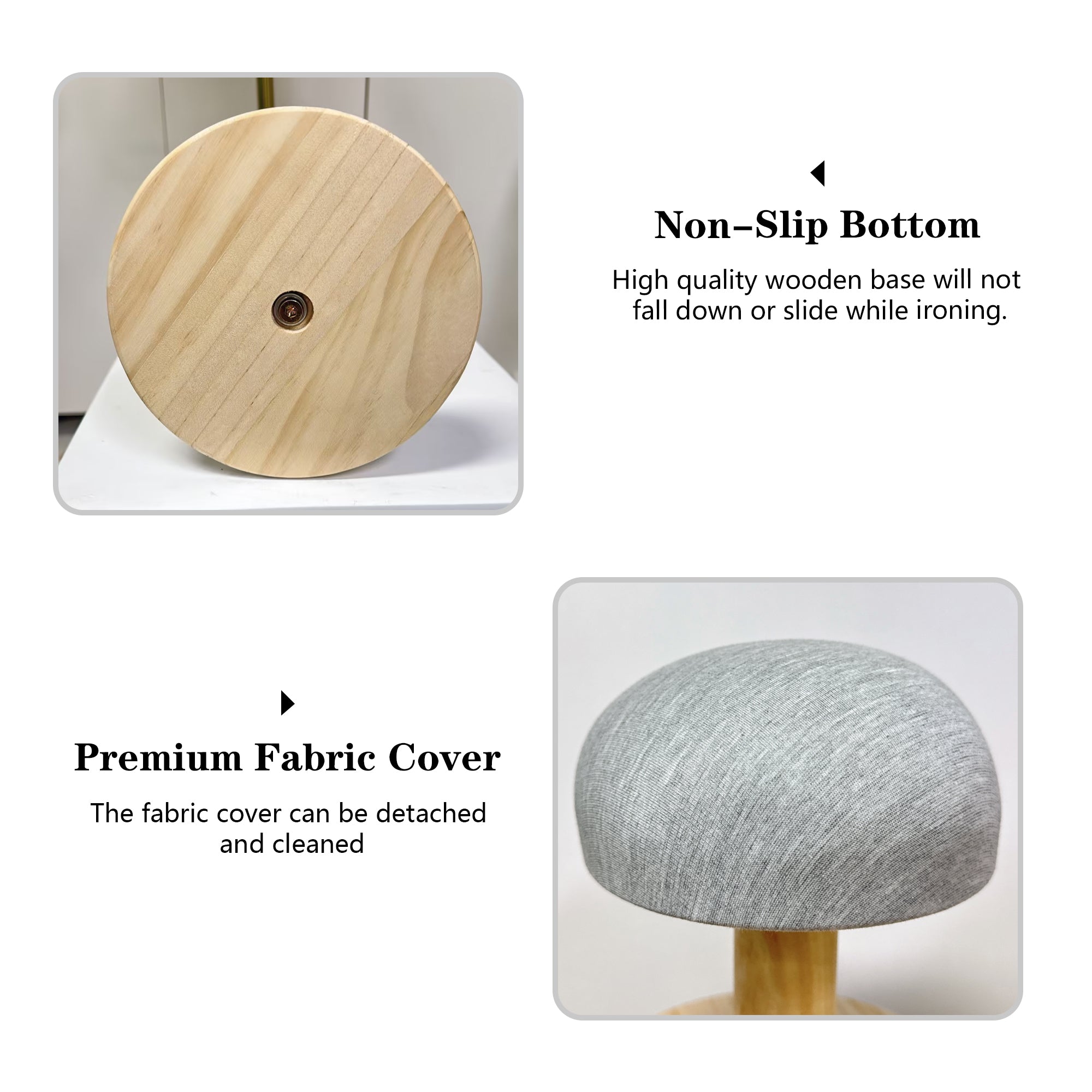 Jelimate Round Wooden Ironing Board Portable Tailor Pressing Board Miniature Sleeve Board Household Ironing Stool Tailoring Ham Multi-functional