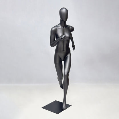 Running Mannequin Full Body Black Fiberglass Athletic Display Stand Male Female Gym Store
