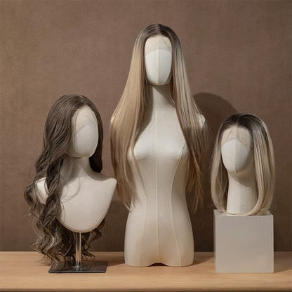 JELIMATE Fabric Mannequin Head Display Stand for Wigs Hats Scarves with Adjustable Base