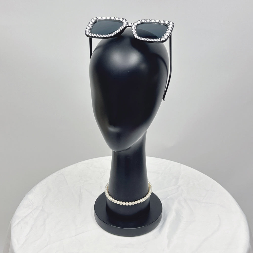 Luxury Black Fiberglass Mannequin Head - Jewelry & Wig Display Stand