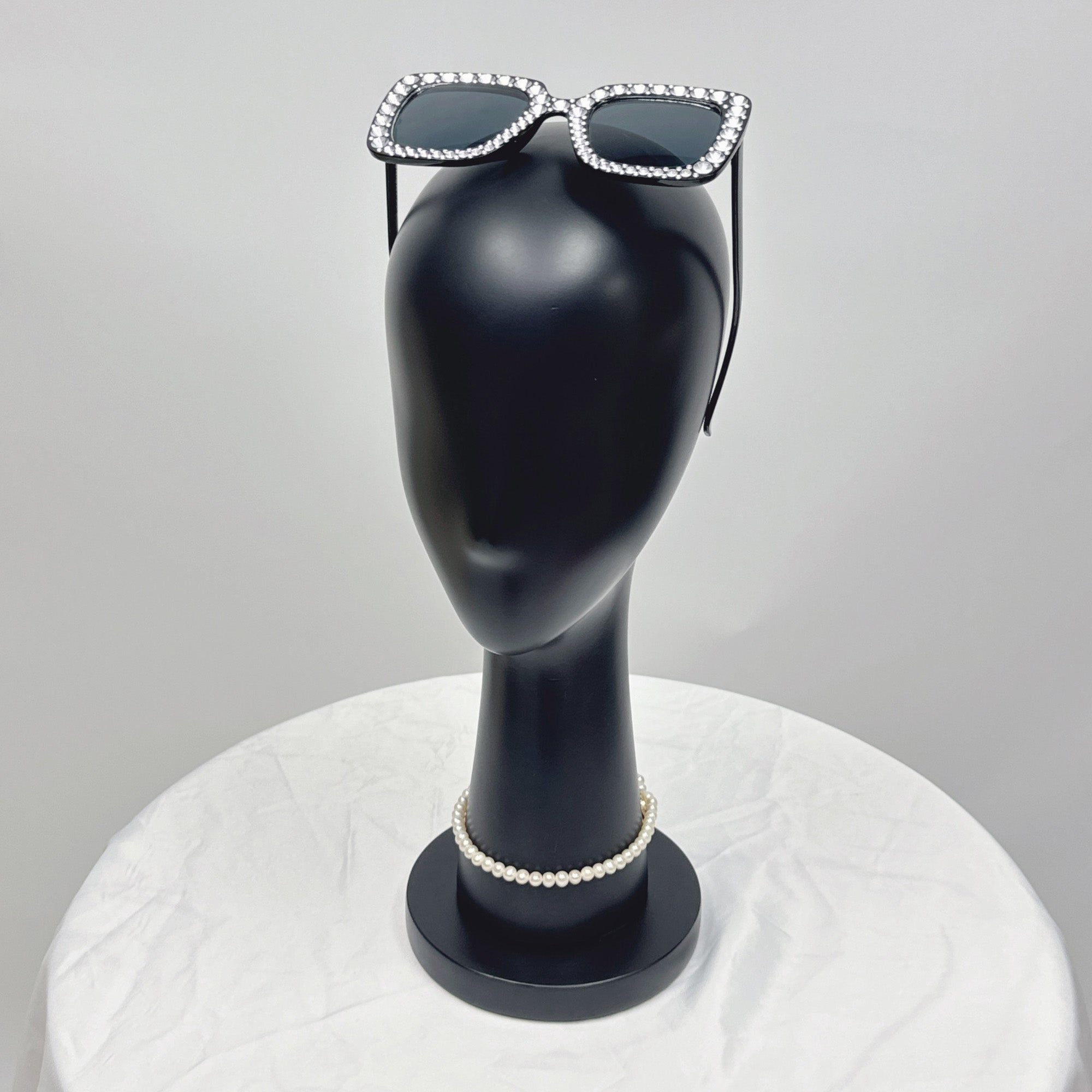 Luxury Black Fiberglass Mannequin Head - Jewelry & Wig Display Stand