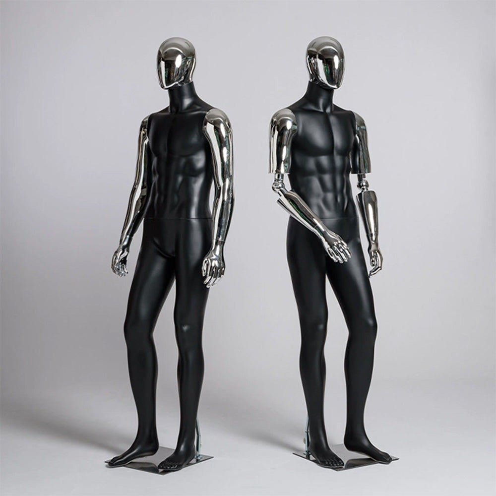 JELIMATE Matte Black Muscular Male Mannequin, Gold/Silver for Menswear Store Display