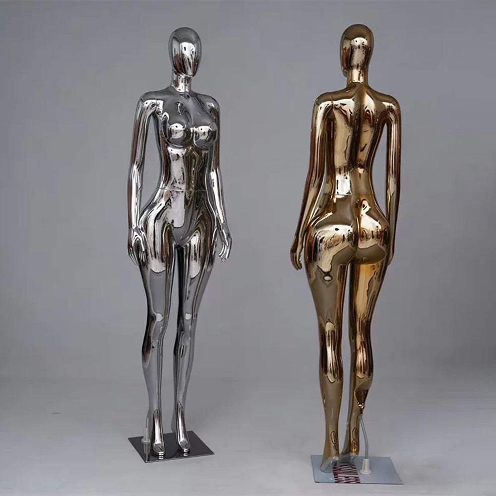 JELIMATE Plus Size Electroplated Female Mannequin 3 Colors, Curvy Window Display Fixture