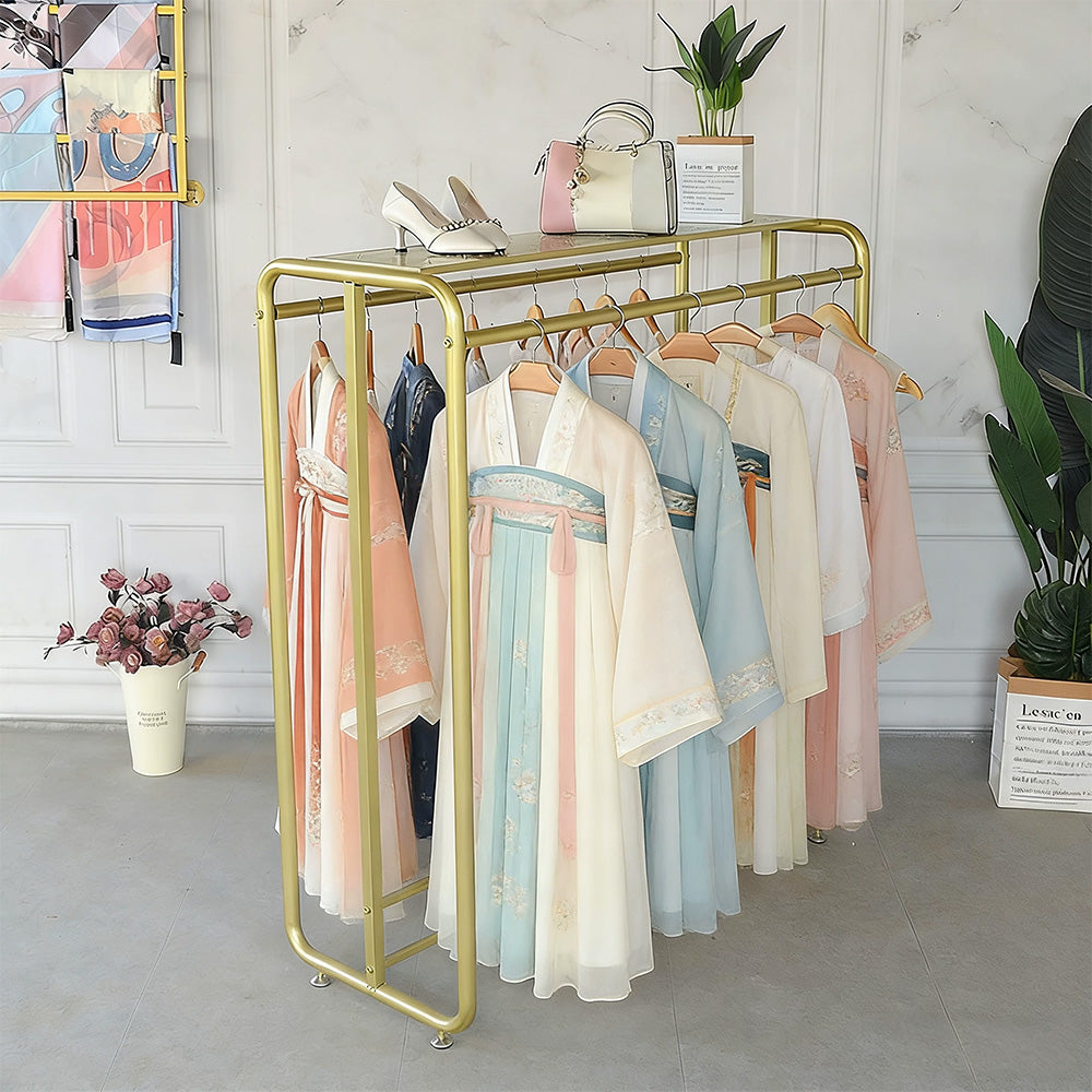 JELIMATE Double Rail Clothing Rack | Heavy Duty Garment Display Stand for Boutique Store