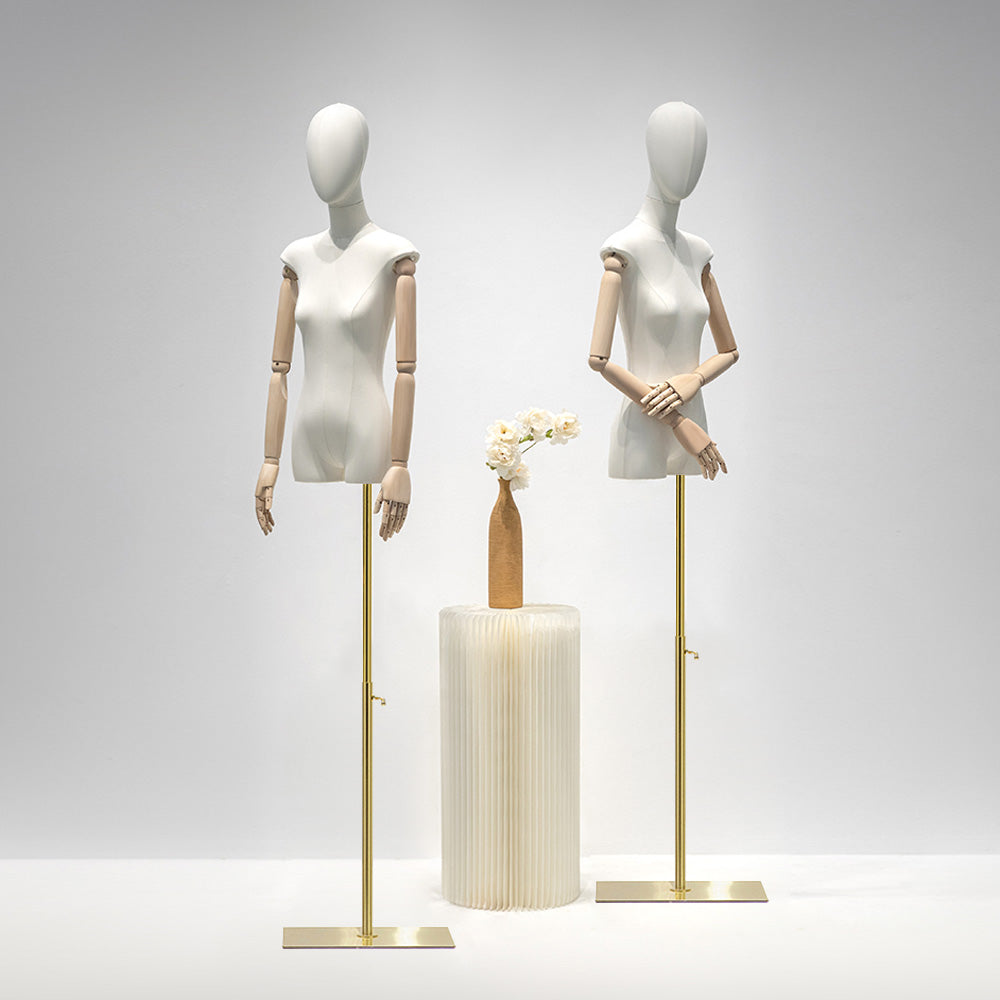 Jelimate Female Mannequin Torso with Head & Wooden Arms | Half Body Dress Form for Clothing Display