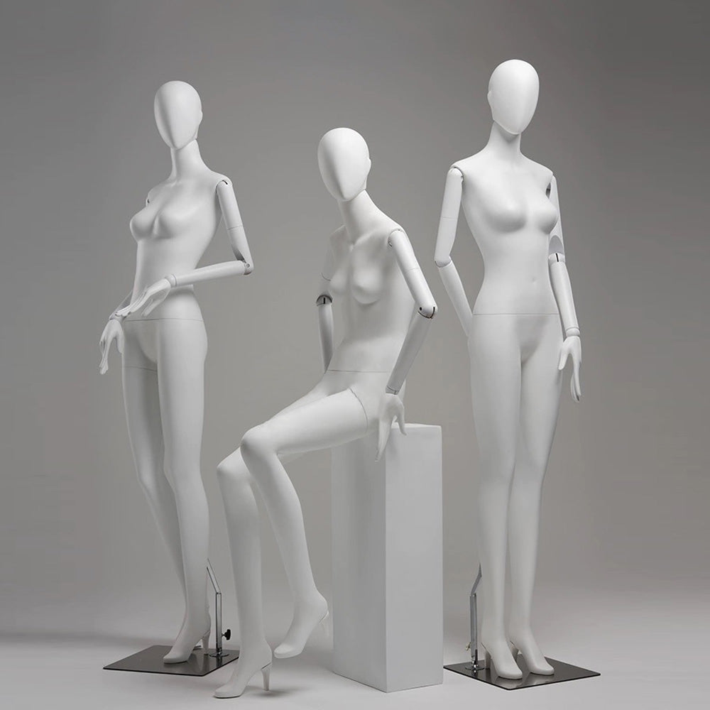 Jelimate Luxury White Full Body Mannequin Dress Form,Female Full Body Display Mannequin,Female Mannequin Torso With High Heel,Retail Clothing Store Female Display Mannequin,Clothing Display Model With White Arms JE0253