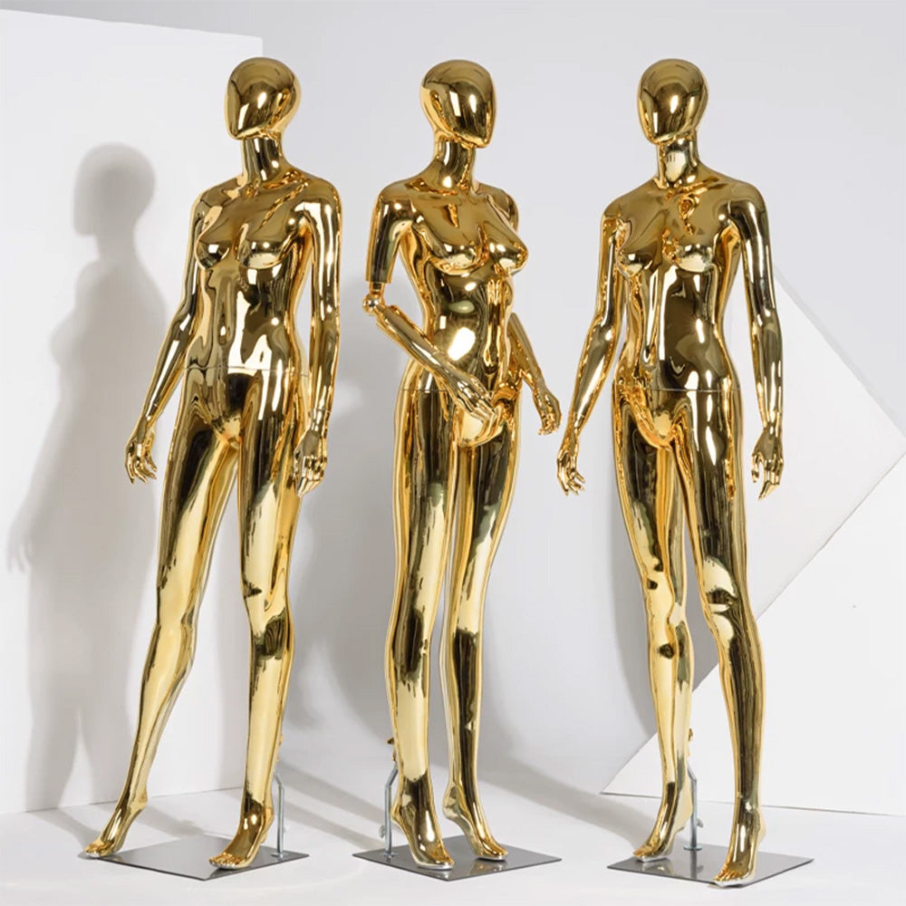 JELIMATE Electroplated Female Full Body Mannequin Window Display | Silver Gold Mirror
