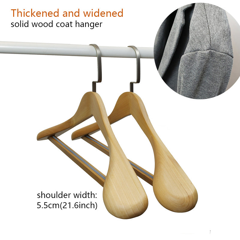 Retro Wide-Shoulder Wooden Hanger: Premium Non-Slip Closet Essential