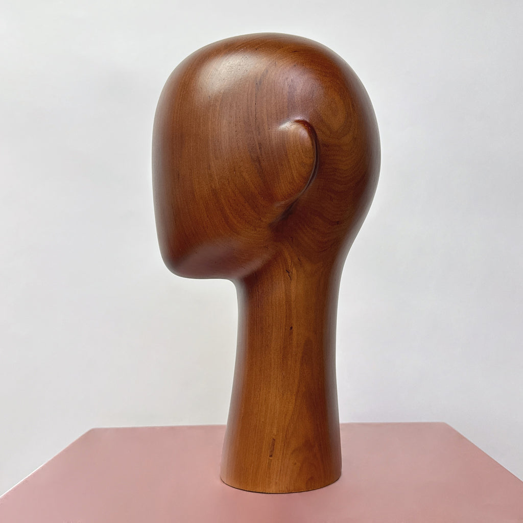 Jelimate Brown Wooden Mannequin Head Form Hat Display Head,Wood Head Mannequin For Hat Display Stand,Headband Wig Sunglasses Display Head Model