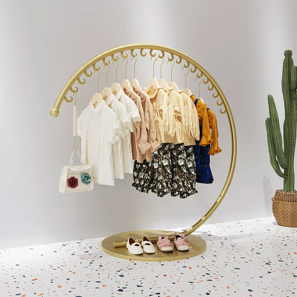 JELIMATE Arc Clothing Display Rack | Gold Iron Garment Rack for Boutique Store