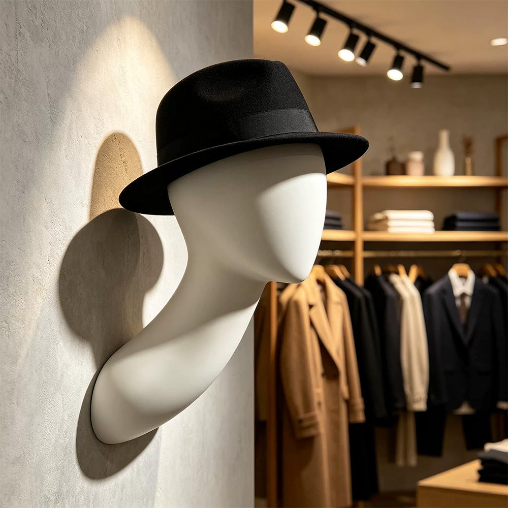 JELIMATE Wall-Mounted Mannequin Head for Hats, Wigs & Boutique Window Accessory Displays