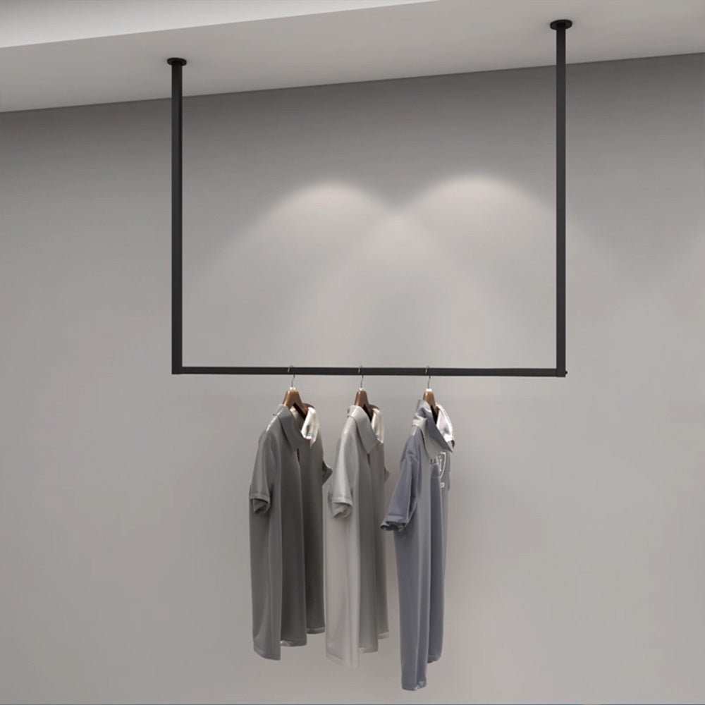 JELIMATE Ceiling Mounted Clothing Rack | Black Iron Hanging Garment Display for Boutique