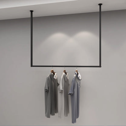 JELIMATE Ceiling Mounted Clothing Rack | Black Iron Hanging Garment Display for Boutique