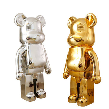 Luxury Violent Bear Ornament - Full Body Electroplated Gold Decoration for Hotel & Living Room