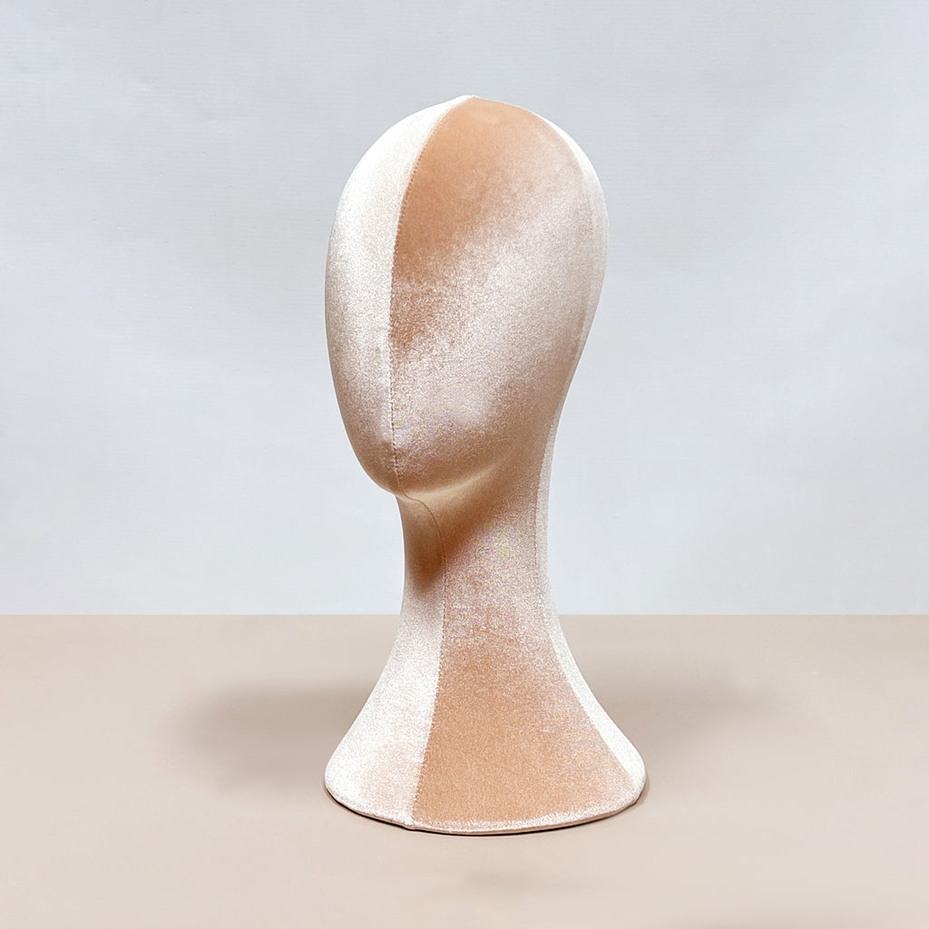 Luxury Velvet Foam Head Mannequin,Fully Pinnable Velvet Head Wig Jewelry Earring Display Stand, Hat Rack Brown Black Navy Blue Color