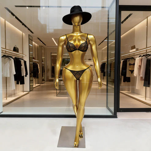 JELIMATE Gold Female Full Body Mannequin for Lingerie, Wigs & Complete Outfits