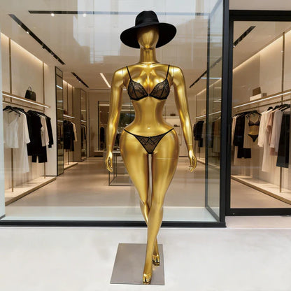 JELIMATE Gold Female Full Body Mannequin for Lingerie, Wigs & Complete Outfits