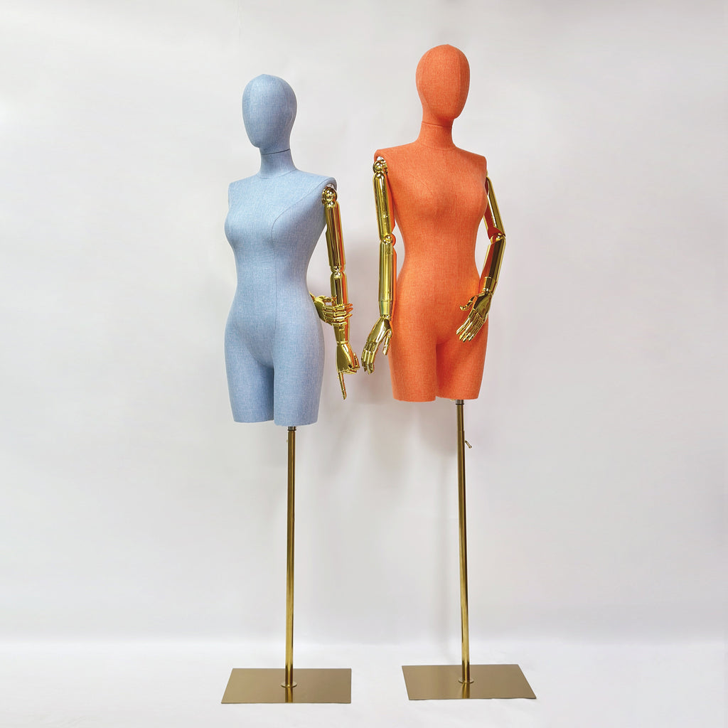JELIMATE Linen Female Dress Form - Half Body Mannequin for Window Display