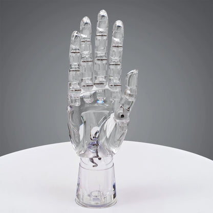 JELIMATE Clear Hand Mannequin Display Stand Articulated Joints Jewelry Ring Holder