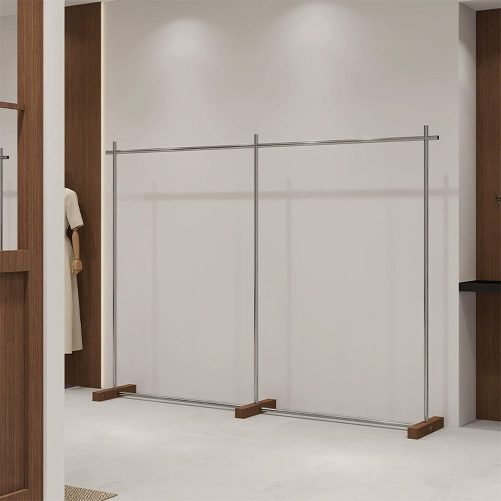 JELIMATE Walnut Clothing Display Rack for Boutique Retail Store Showroom Floor Standing