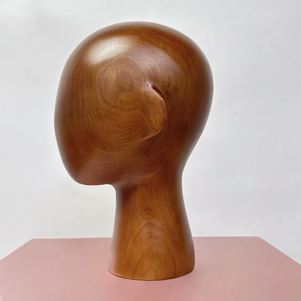 Jelimate Brown Wooden Mannequin Head Form Hat Display Head,Wood Head Mannequin For Hat Display Stand,Headband Wig Sunglasses Display Head Model