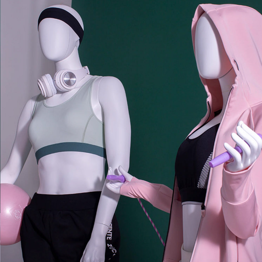 Jelimate Female Yoga Mannequin Full Body Dress Form,White Yoga Sport Mannequin Women Display Model,Fiberglass Mannequins for Athletic Model,Sportwear Display Mannequin for Clothes Display Stand