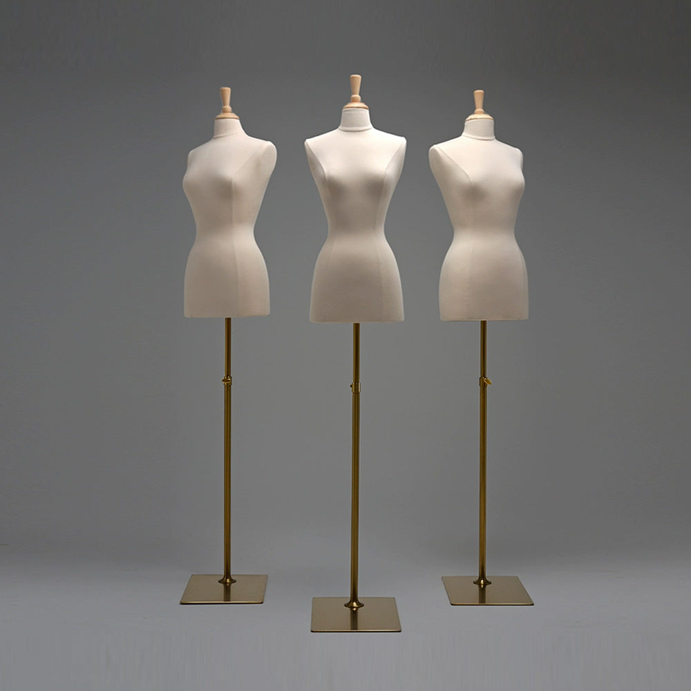Jelimate Half Body Plus Size Female Mannequin Torso - Pinnable Dress Form with Beige Velvet Cover