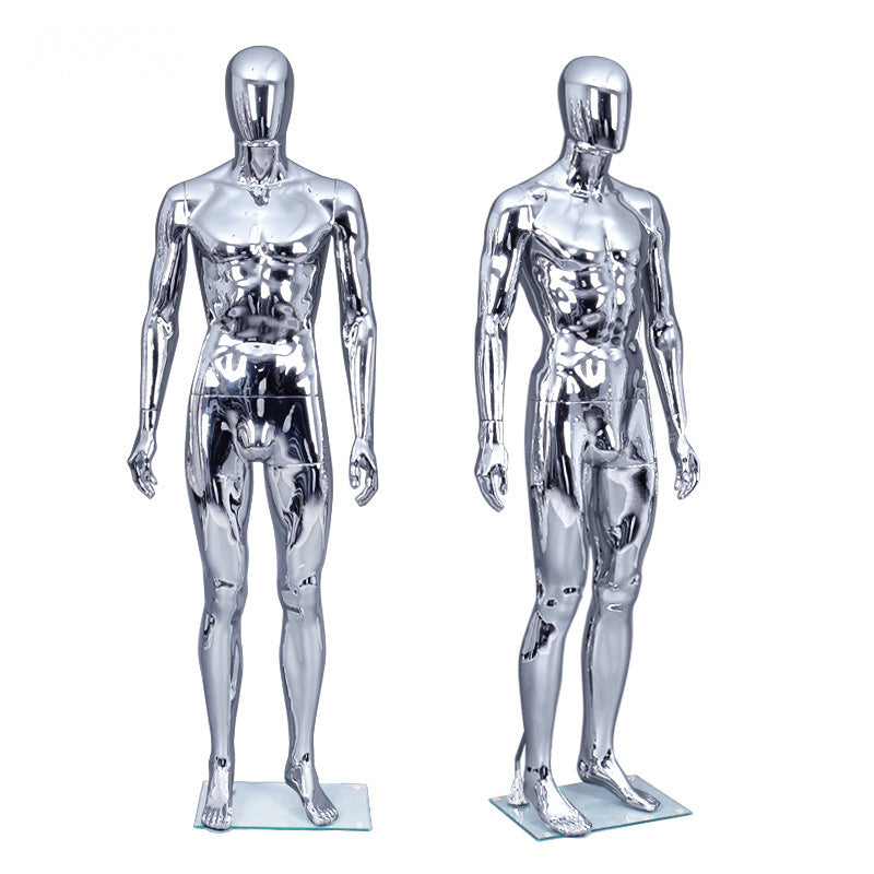 Professional Male Mannequin - Electroplated Display with Rotating Head