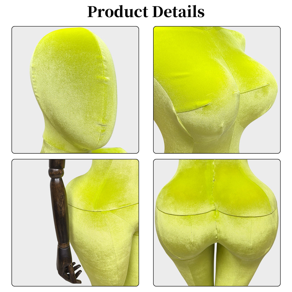 JELIMATE Plus Size Velvet Female Mannequin | Curvy Hourglass Full Body Display Form