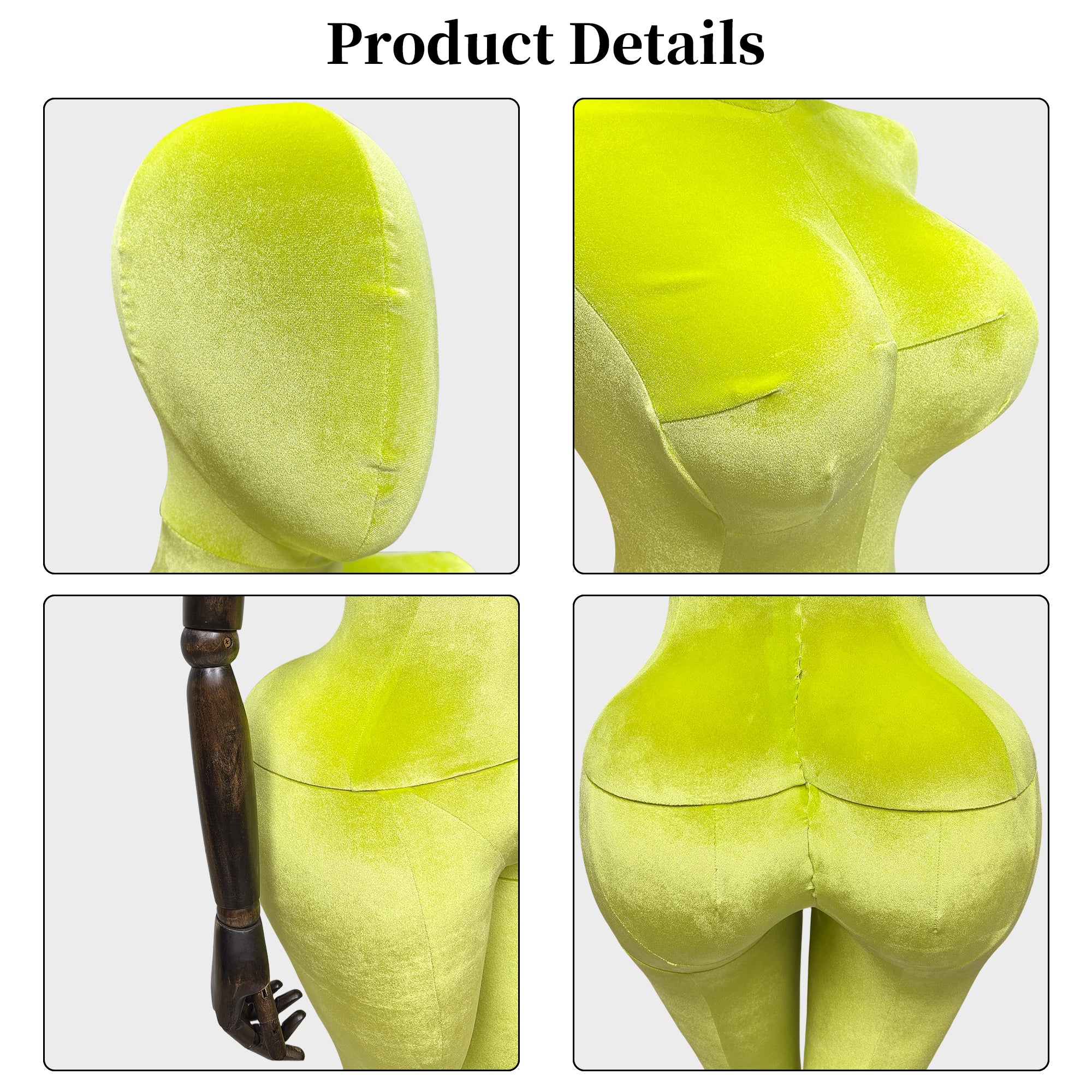 JELIMATE Plus Size Velvet Female Mannequin | Curvy Hourglass Full Body Display Form