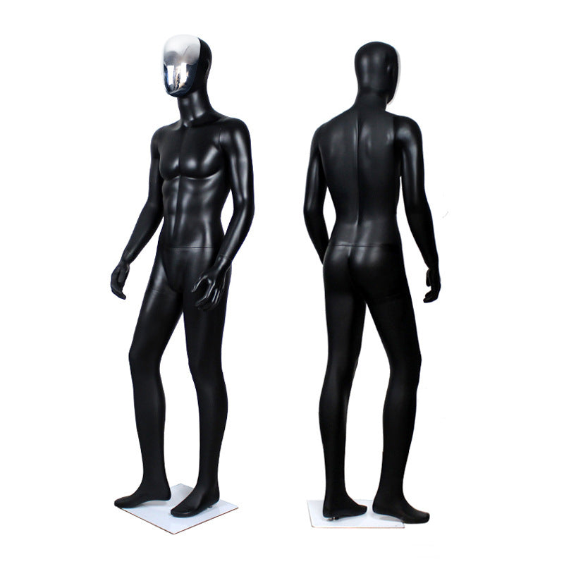 JELIMATE Premium Full-Body Male Mannequin - Silver Electroplated Head & Hands | Black Fiberglass Display