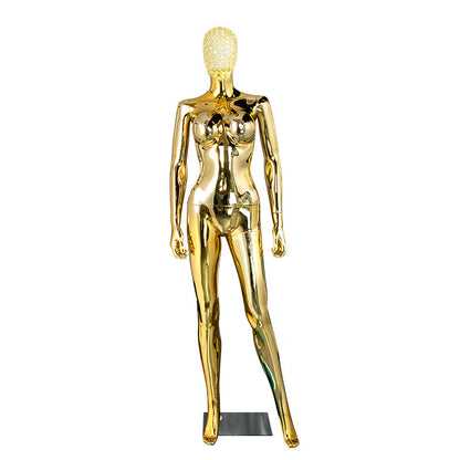 Premium Electroplated Female Mannequin - Hollow Metal Wire Head Display