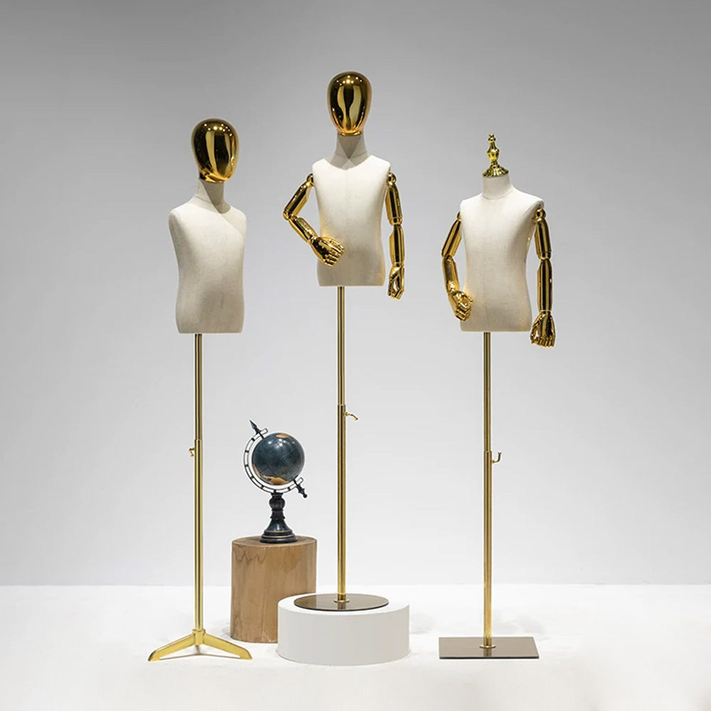 JELIMATE Kids Electroplated Mannequin | Gold Silver Dress Form for Kids Streetwear Display