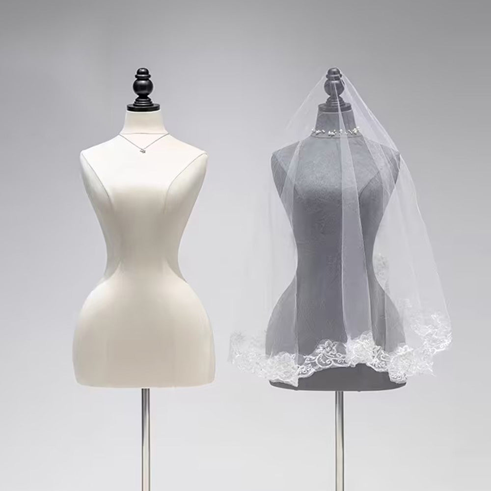 Jelimate High End Bridal Store Wedding Dress Special Mannequin Torso Female,Headless Grey Beige Velvet Dress Form,Women Store Clothing Display Model