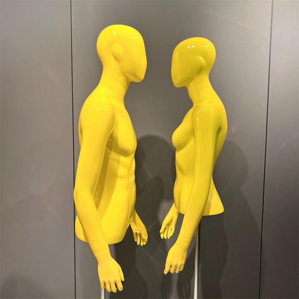 Jelimate Half Body Female Male Display Mannequin Torso,Yellow Fiberglass Men Women Dress Form Adjustable,Boutique Store Clothing Display Dress Form
