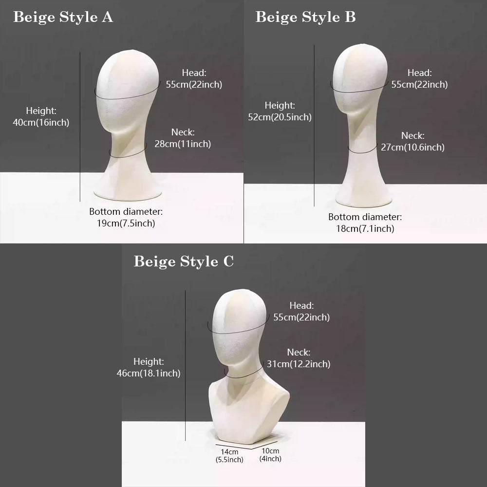 Flocked Mannequin Head Display Stand - Wig Hat Jewelry Holder with Pin-Insertable Surface