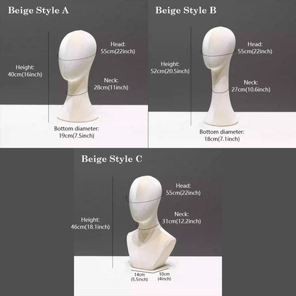 Flocked Mannequin Head Display Stand - Wig Hat Jewelry Holder with Pin-Insertable Surface