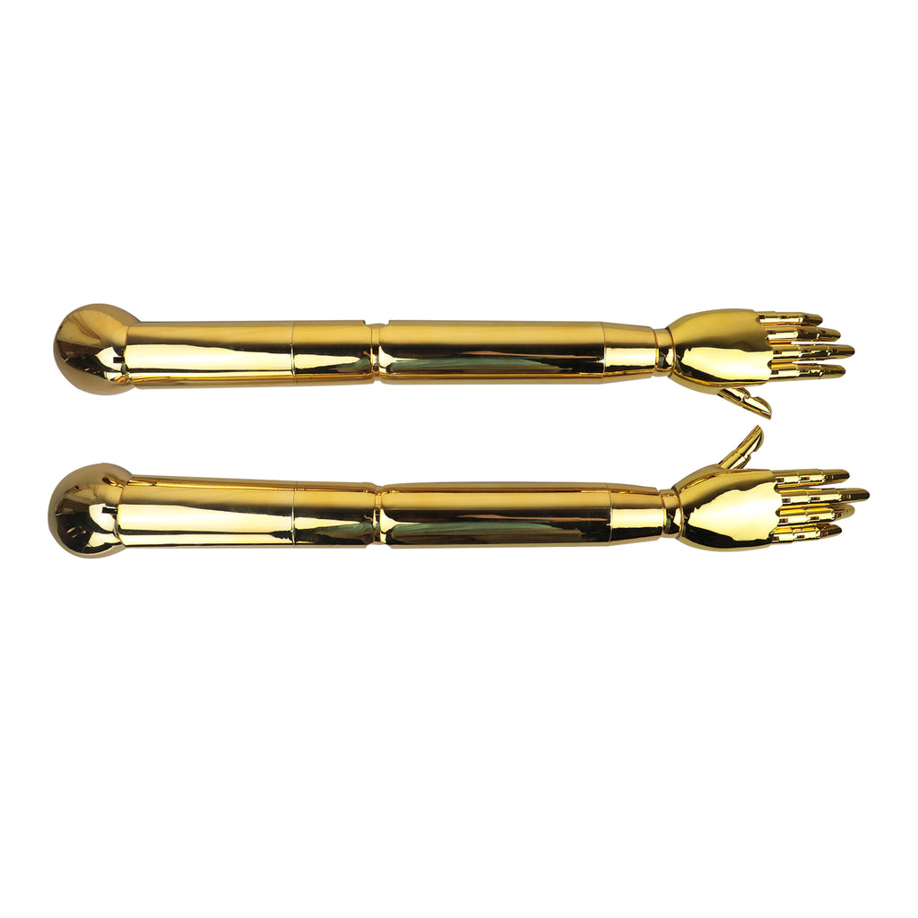 Jelimate Gold Chrome Hand Mannequin – Plug-In Arm with Moveable Finger Joints for Jewelry & Fashion Display