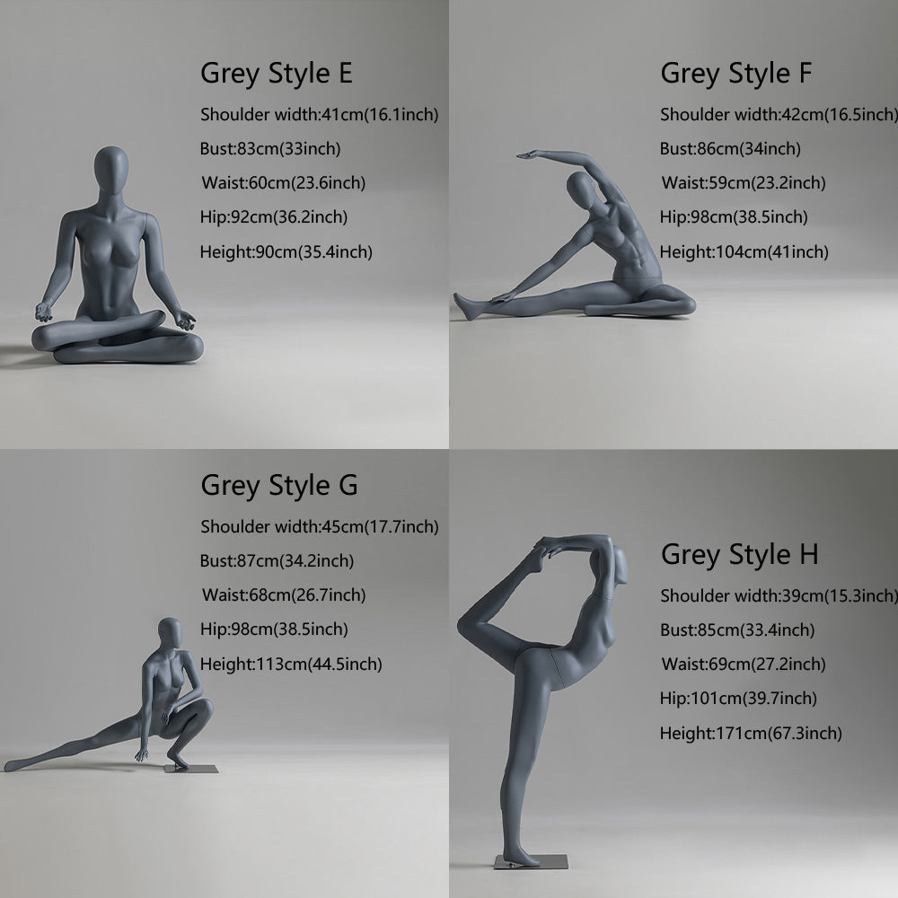 Full Body Female Yoga Mannequin - 8 Dynamic Poses