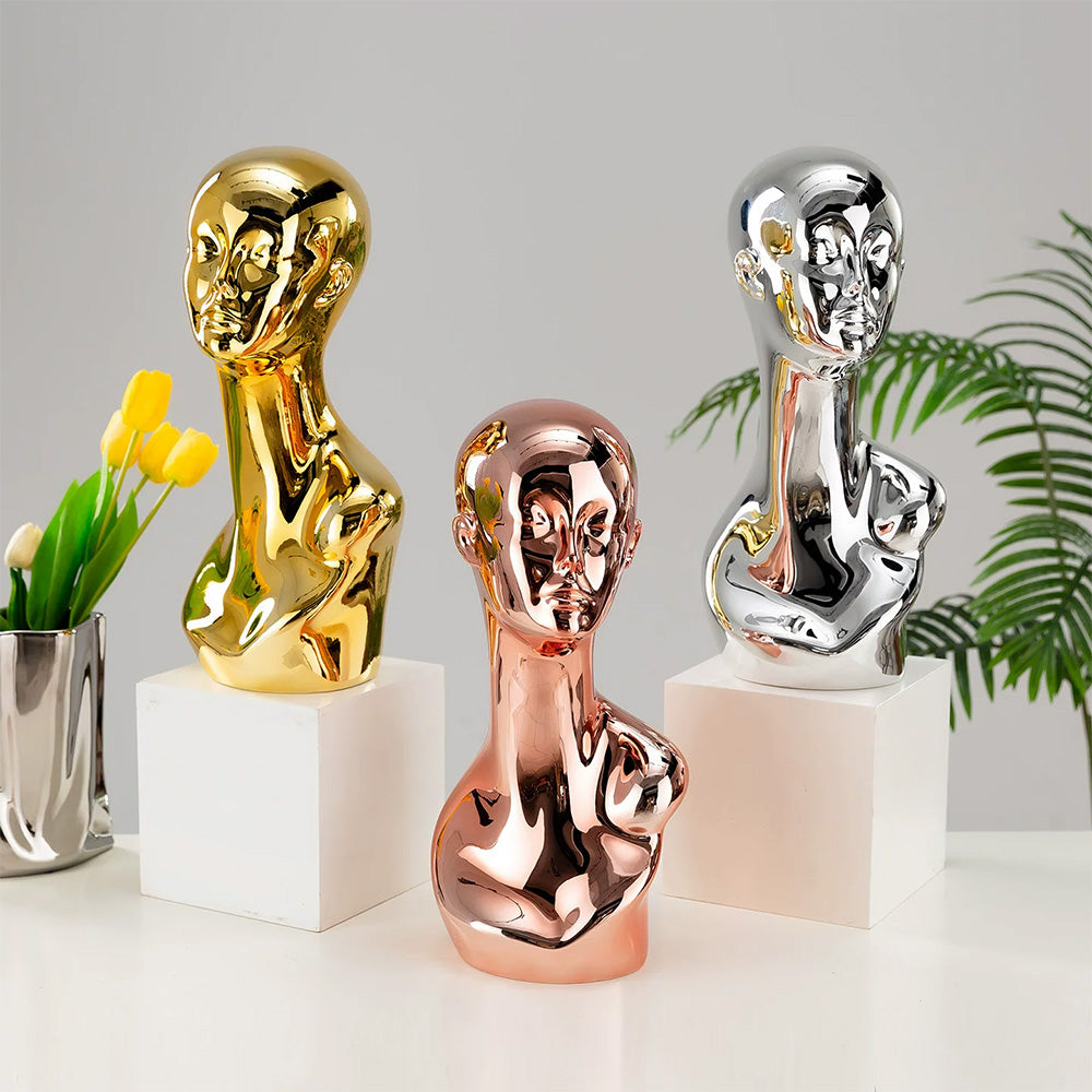 Electroplated Mannequin Head Display Stand - Wig Hat Scarf Jewelry Display Prop for Retail Stores