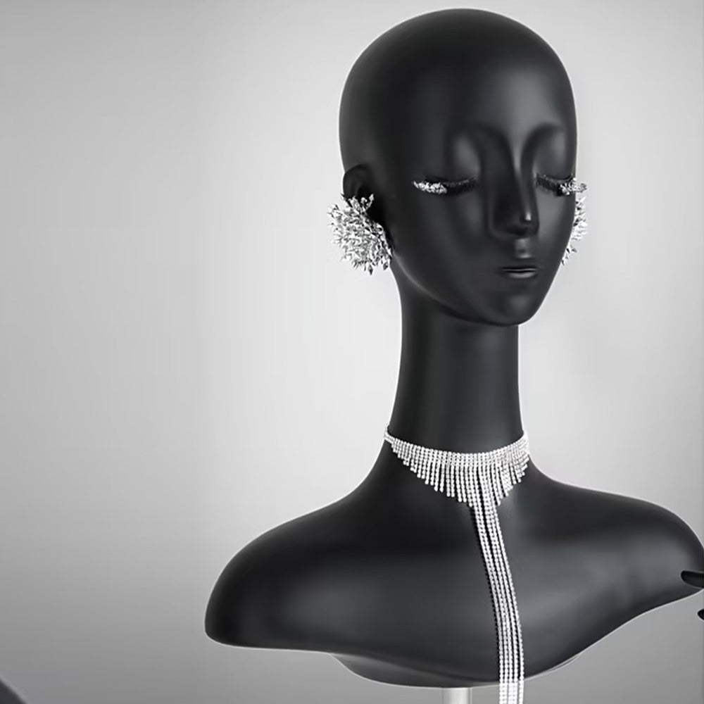 Luxury Black Fiberglass Mannequin Head - Jewelry & Wig Display Stand