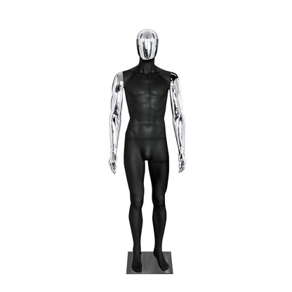 Premium Matte Black & Gold Electroplated Male Mannequin - Full Body Display for High-End Retail