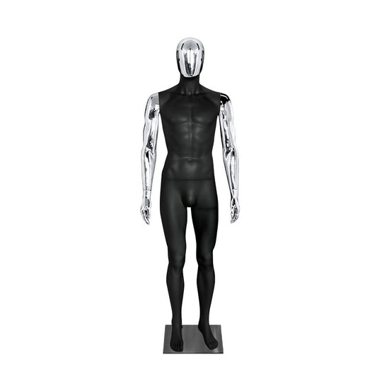 Premium Matte Black & Gold Electroplated Male Mannequin - Full Body Display for High-End Retail