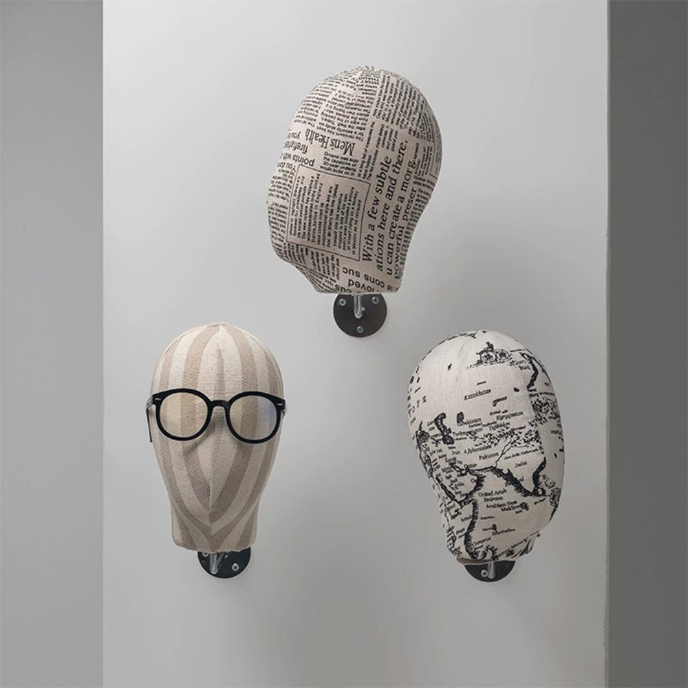 JELIMATE Wall Mount Mannequin Head Display Stand for Hats Wigs Glasses Earrings
