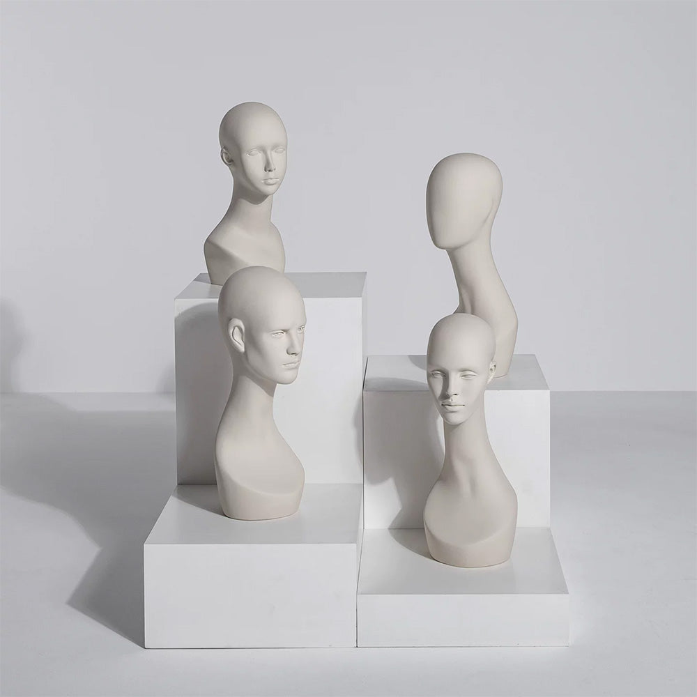 Realistic Fiberglass Mannequin Head with Shoulders for Wigs, Hats & Jewelry
