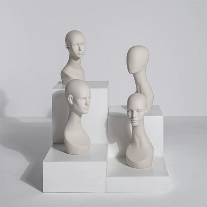 Realistic Fiberglass Mannequin Head with Shoulders for Wigs, Hats & Jewelry