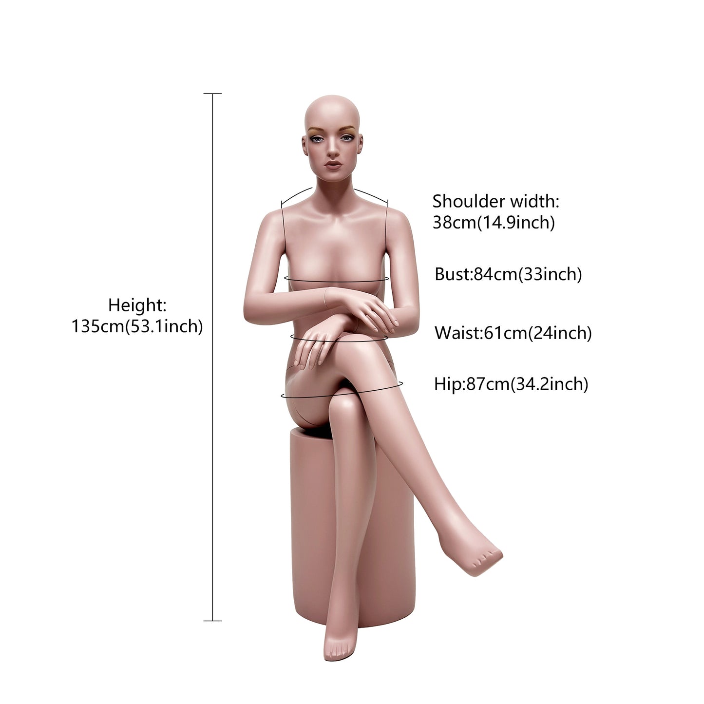 JELIMATE Full Body Male Female Mannequin with Face for Clothing Store Window Display