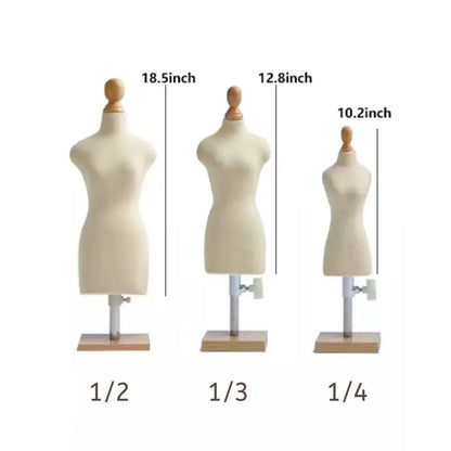 Female Half Scale Dress Form Fully Pinnable - 1/2, 1/3, 1/4