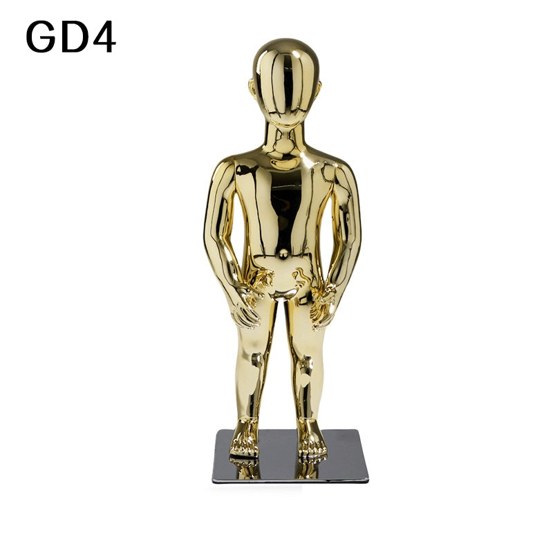 Luxury Gold Kids Mannequin Display | Mirror Finish Child Full Body Window Display Mannequin | JELIMATE