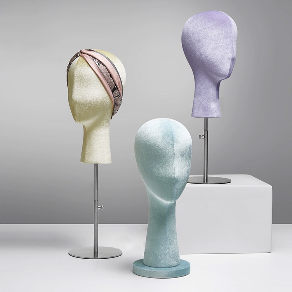 Jelimate Commercial Velvet Female Mannequin Head - Professional Display Form for Salons, Jewelry Boutiques & Retail Showcases